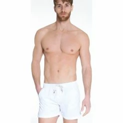 French Denim Short de bain blanc uni Pochettes / Sacoches