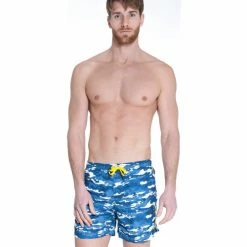French Denim Short de bain camouflage Bleu Pochettes / Sacoches