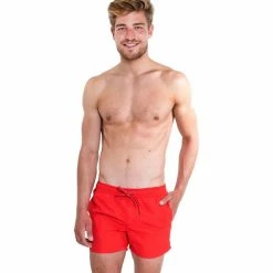 French Denim Short de bain rouge uni Pochettes / Sacoches