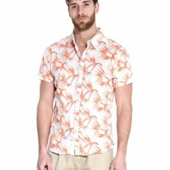 French Denim Chemise imprim? feuilles rouge Chemises