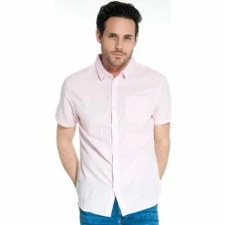 French Denim Chemise en lin unie rose Chemises