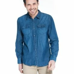 French Denim Chemise manches longues Denim Chemises