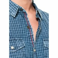French Denim Chemise denim ? carreaux Chemises 7 French Denim Chemise denim ? carreaux Chemises -French Denim Soldes 21553394 500 C