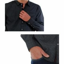 French Denim Chemise noire ? imprim?s g?om?triques Chemises 7 French Denim Chemise noire ? imprim?s g?om?triques Chemises -French Denim Soldes 21553403 500 C