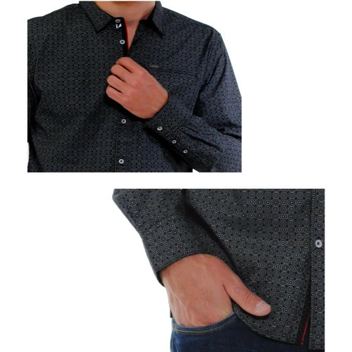 French Denim Chemise noire ? imprim?s g?om?triques Chemises 5 French Denim Chemise noire ? imprim?s g?om?triques Chemises – Image 3