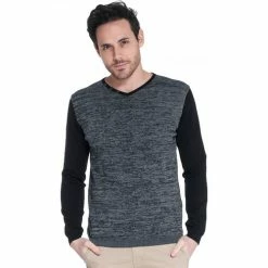 French Denim Pull col V bicolore Pulls & Gilets