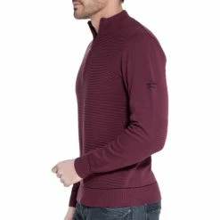 French Denim Pull col zipp? rayures Ottoman Pulls & Gilets -French Denim Soldes 21553465 500 C