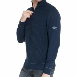 French Denim Pull col zipp? rayures Ottoman Pulls & Gilets -French Denim Soldes 21553466 500 C