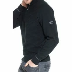 French Denim Pull col zipp? rayures Ottoman Pulls & Gilets -French Denim Soldes 21553467 500 C