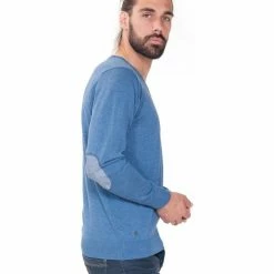 French Denim Pull col V chin? ? coudi?res Pulls & Gilets -French Denim Soldes 21553476 500 B