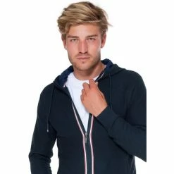 French Denim Gilet zipp? tricolore capuche Pulls & Gilets -French Denim Soldes 21553505 500 B