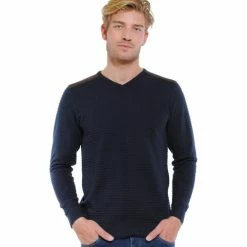 French Denim Pull gaufr? empi?cements ?paules Pulls & Gilets