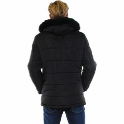 French Denim Parka noire fourrure synth?tique ? capuche Manteaux -French Denim Soldes 21553615 500 C
