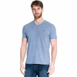 French Denim T-Shirt signature col V bleu T-shirts & Polos