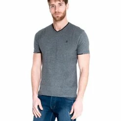 French Denim T-Shirt signature col V gris T-shirts & Polos