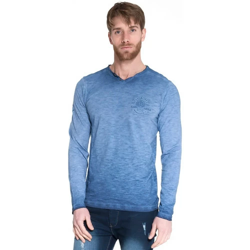 French Denim T-Shirt surteint col v T-shirts & Polos 3 French Denim T-Shirt surteint col v T-shirts & Polos