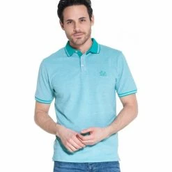 French Denim Polo manches courtes piqu? chin? vert T-shirts & Polos