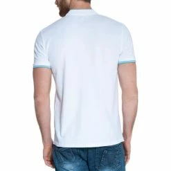 French Denim Polo manches courtes col officier Blanc T-shirts & Polos -French Denim Soldes 21553683 500 C