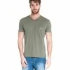 French Denim T-Shirt manches courtes col V kaki T-shirts & Polos -French Denim Soldes 21553702 500 A
