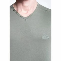 French Denim T-Shirt manches courtes col V kaki T-shirts & Polos -French Denim Soldes 21553702 500 B