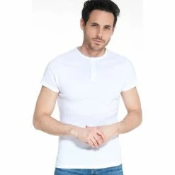 French Denim T-Shirt col tunisien blanc manches courtes T-shirts & Polos