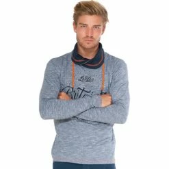 French Denim T-Shirt microstripes imprim? Britain T-shirts & Polos