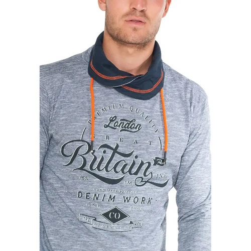 French Denim T-Shirt microstripes imprim? Britain T-shirts & Polos 4 French Denim T-Shirt microstripes imprim? Britain T-shirts & Polos – Image 2