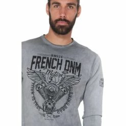 French Denim T-Shirt d?lav? imprim? Motor T-shirts & Polos -French Denim Soldes 21553797 500 C