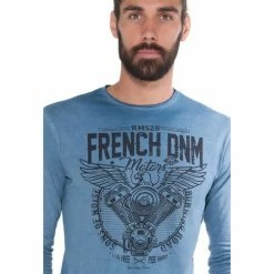 French Denim T-Shirt d?lav? imprim? Motor T-shirts & Polos -French Denim Soldes 21553798 500 B