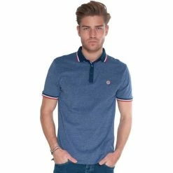 French Denim Polo marine jacquard d?tails tricolores T-shirts & Polos