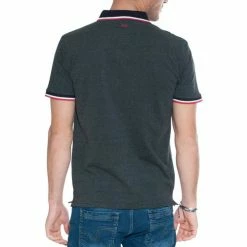 French Denim Polo noir jacquard d?tails tricolores T-shirts & Polos -French Denim Soldes 21553819 500 C
