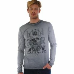 French Denim T-Shirt gris imprim? t?te de mort T-shirts & Polos