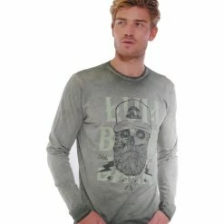 French Denim T-Shirt kaki imprim? t?te de mort T-shirts & Polos