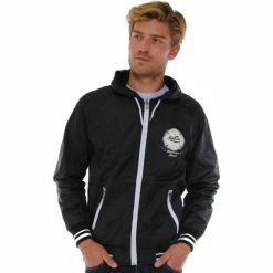 French Denim Coupe vent noir ? capuche d?perlant Manteaux