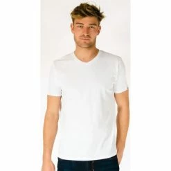 French Denim Tee Shirt Uni Col V T-shirts & Polos