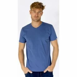 French Denim Tee Shirt Uni Col V T-shirts & Polos