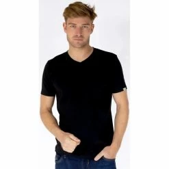 French Denim Tee Shirt Uni Col V T-shirts & Polos