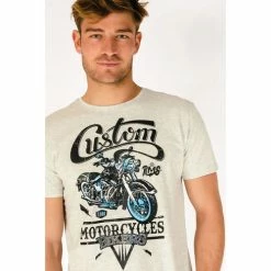 French Denim Tee Shirt imprim? Motorcycle T-shirts & Polos -French Denim Soldes 22937515 500 B