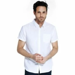 French Denim Chemise Unie Coton Lin Chemises